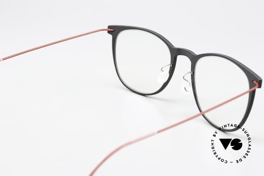 Lindberg 6529 47 NOW Mattschwarz Und Dunkelrot, ungetragenes Designerstück mit original Lindberg Etui, Passend für Damen