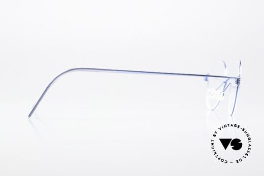 Lindberg Corona 42 Air Titan Rim Runde Brille In Blau Metallic, eleganter Rahmen ohne Schrauben, Nieten oder Lötungen, Passend für Herren und Damen