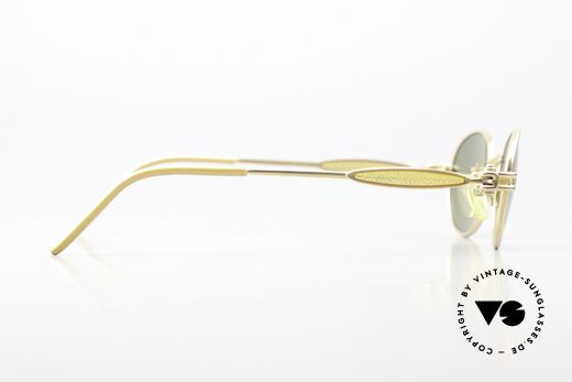Jean Paul Gaultier 56-7113 Vintage Brille Mattgold Grün, die Sonnengläser können durch optische ersetzt werden, Passend für Herren und Damen