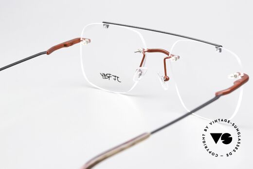 JF Rey JF2852 Markante Randlose Brille, Metallfassung mit Federscharnieren in schwarz & rot, Passend für Herren und Damen
