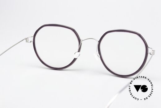 Lindberg Gillian Air Titan Rim Silber Glänzend Dark Violet, Fassung kann beliebig (optisch / Sonne) verglast werden, Passend für Damen