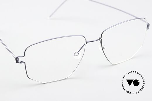 Lindberg Selim Air Titan Rim Eckige Brille Dunkelblau, Titan-Fassung kann natürlich beliebig verglast werden, Passend für Herren und Damen