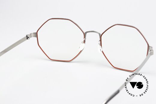 Lindberg 9609 Strip Titanium Damenbrille In Silber Rot, die Fassung kann natürlich beliebig verglast werden, Passend für Damen