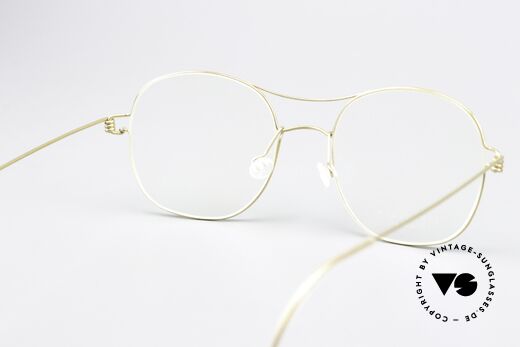 Lindberg Rasmus 47 Air Titan Rim Titan Brille Gold Glänzend, Titan-Fassung kann natürlich beliebig verglast werden, Passend für Herren und Damen