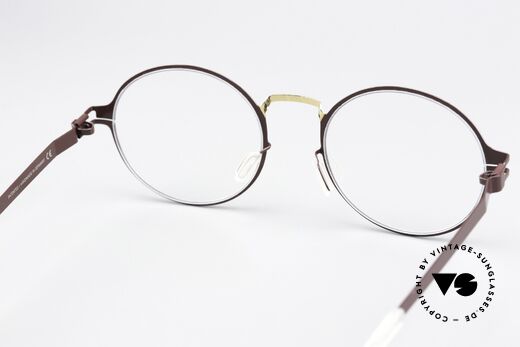 Mykita Ninni Runde Brille Burgundy Gold, die Fassung ist beliebig verglasbar (optisch / Sonne), Passend für Herren und Damen
