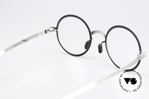 Mykita Bibi Runde Brille Schwarz Silber, die Fassung ist beliebig verglasbar (optisch / Sonne), Passend für Herren und Damen