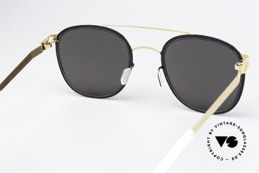 Mykita Keaton Sonnenbrille Gold Schwarz, Sonnengläser (100% UV) können auch ersetzt werden, Passend für Herren und Damen