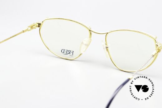 Fred Alize - M Cateye Seglerbrille 1990, mit original Fred Verpackung: Box, Lederetui, Zertifikat, Passend für Damen