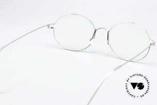 Lindberg Florence Air Titan Rim Brille Rund Oval Silber Grau, eleganter Rahmen ohne Schrauben, Nieten oder Lötungen, Passend für Herren