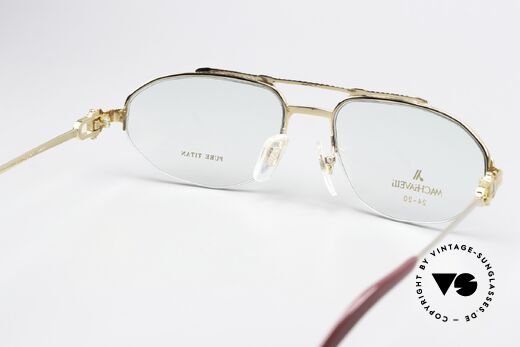 Machiavelli 24-20 Alte 80er Brille Platin & Gold, ungetragenes 80er Einzelstück mit orig. Machiavelli Etui, Passend für Herren