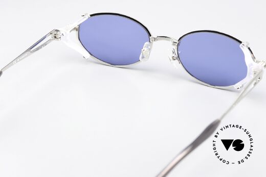 Jean Paul Gaultier 56-0035 Ovale 90er Titan Sonnenbrille, mit blau getönten Sonnengläsern für 100% UV Schutz, Passend für Herren und Damen