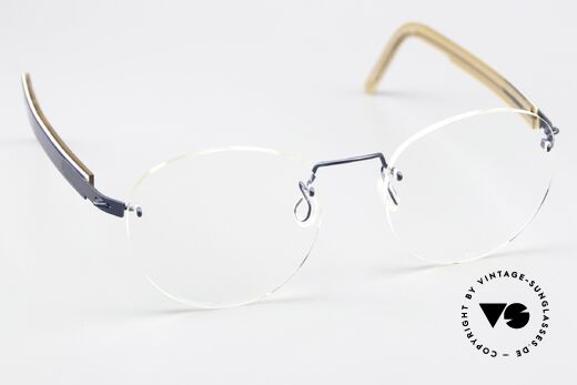 Lindberg 2110 Spirit Titan Brille Blau Metallic Hellbraun, ungetragenes Designerstück + orig. Lindberg Magnet-Etui, Passend für Herren und Damen