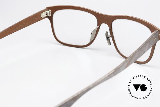 Lucas de Stael Stratus Thin 10 Luxusbrille Mit Lederüberzug, color 04: Magma-Schiefer / mittelbraunes Rindsleder, Passend für Herren
