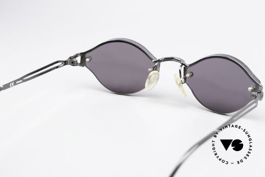 Jean Paul Gaultier 56-7111 Randlose Sonnenbrille 90er, stabile graue Kunststoff-Sonnengläser; 100% UV Schutz, Passend für Herren und Damen