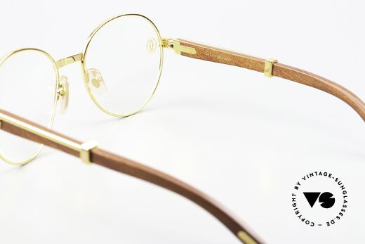 Cartier Bagatelle Runde Holzbrille 90er Jahre, KEINE Retrobrille, sondern ein altes 90er Original, Passend für Herren und Damen
