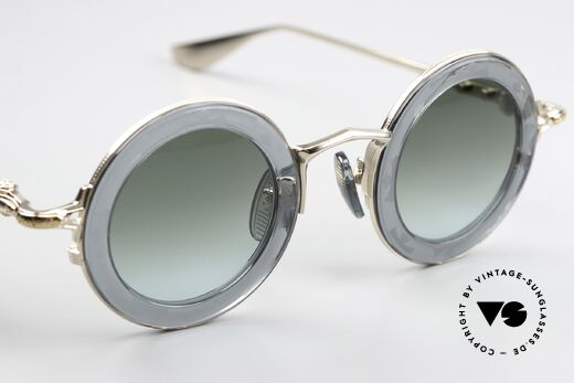 Chrome Hearts Cliticism Runde Luxus Sonnenbrille, elegante ZEISS Sonnengläser in grün-Verlauf, Passend für Herren und Damen