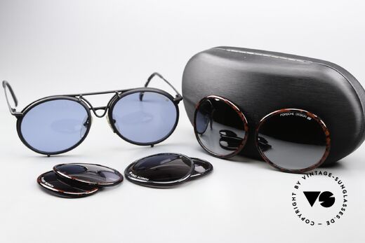 Porsche 5661 Geniale 4 in 1 Sonnenbrille, ein ungetragenes altes Original von 1992 + neues Etui, Passend für Herren und Damen