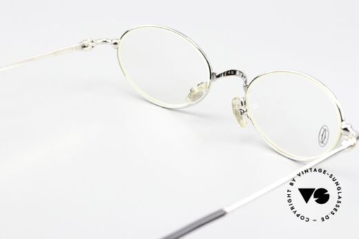Cartier Mizar - M Ovale Luxus Brille Platin 90er, Glashöhe ist 30mm = nur sehr knapp gleitsichtfähig, Passend für Herren und Damen