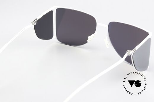 Mykita Helmut Lang HL002 White Silver Flash Verspiegelt, silber verspiegelte Sonnengläser (100% UV Schutz), Passend für Herren und Damen