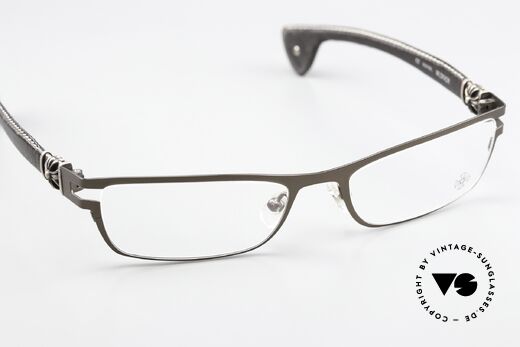 Chrome Hearts M. Diver Eckige Luxusbrille Mit Leder, Glashöhe ist 28mm = eher eine reine Lesebrille, Passend für Herren Chrome Hearts M. Diver Eckige Luxusbrille Mit Leder, Glashöhe ist 28mm = eher eine reine Lesebrille, Passend für Herren