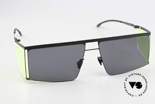 Mykita Helmut Lang HL001 Black With Fluo Yellow Sides, entspiegelte Sonnengläser (mit 100% UV Protection), Passend für Herren und Damen Mykita Helmut Lang HL001 Black With Fluo Yellow Sides, entspiegelte Sonnengläser (mit 100% UV Protection), Passend für Herren und Damen