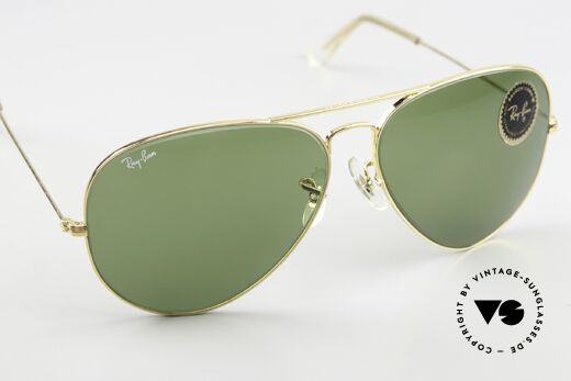 Ray Ban Large Metal II 80er Pilotenbrille RB3 Aviator, ungetragen (wie alle unsere vintage 80er Brillen), Passend für Herren Ray Ban Large Metal II 80er Pilotenbrille RB3 Aviator, ungetragen (wie alle unsere vintage 80er Brillen), Passend für Herren