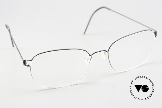 Lindberg Mars 54 Air Titan Rim Titanrahmen Mattschwarz Grau, die Titanfassung ist beliebig verglasbar (auch Gleitsicht), Passend für Herren