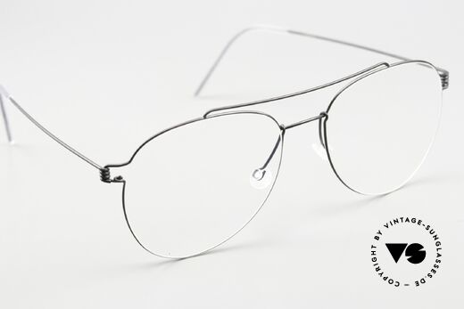 Lindberg Sonny 53 Air Titan Rim Aviator Designerbrille Schwarz, Fassung kann beliebig (optisch / Sonne) verglast werden, Passend für Herren und Damen