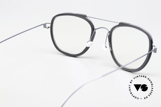 Lindberg William Air Titan Rim Rahmen In Dunkelblau Und Grau, Fassung kann beliebig (optisch / Sonne) verglast werden, Passend für Herren und Damen