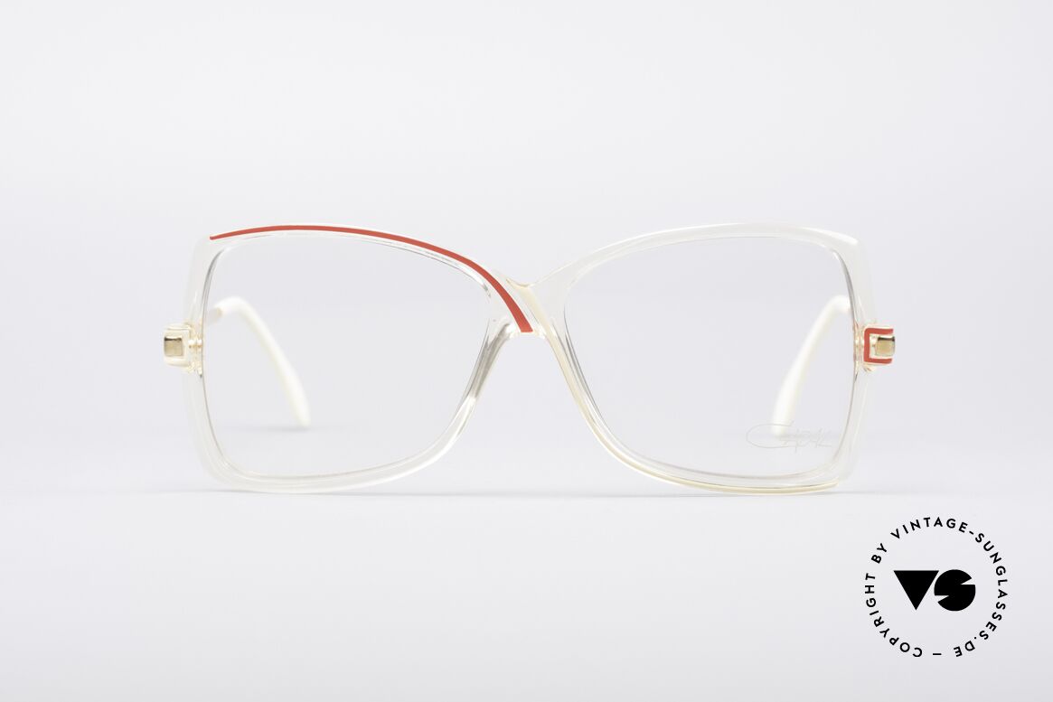 Cazal 175 Echt 80er Vintage Brille, transparenter Rahmen mit schwungvollen Linien, Passend für Damen