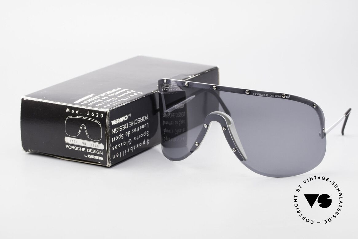 Porsche 5620 Yoko Ono Sonnenbrille Silber, ungetragene 1980er Rarität inklusive original Verpackung, Passend für Herren und Damen