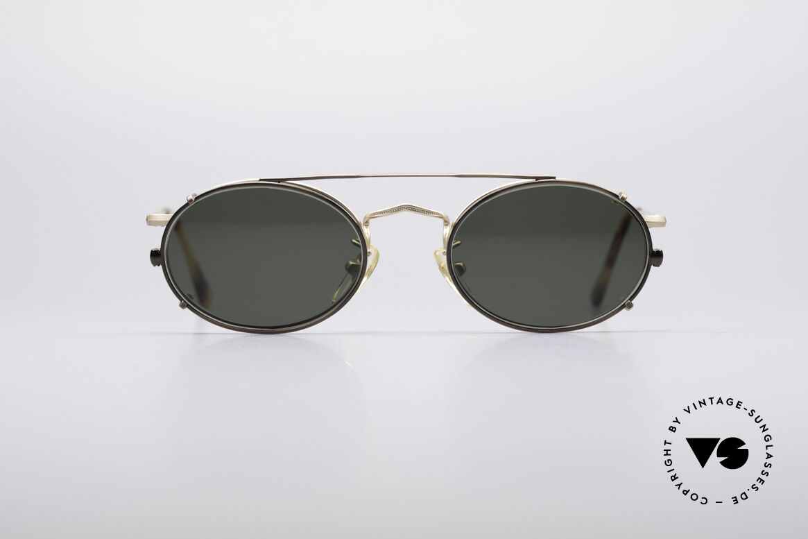 Giorgio Armani 131 Brille Mit Sonnenclip, ovale GIORGIO ARMANI vintage Designer-Sonnenbrille, Passend für Herren und Damen