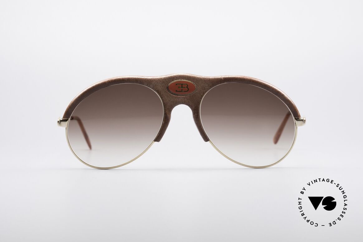 Bugatti 64752 70er Leder Sonnenbrille, Bugatti Designer Luxus-Sonnenbrille aus den 70ern, Passend für Herren