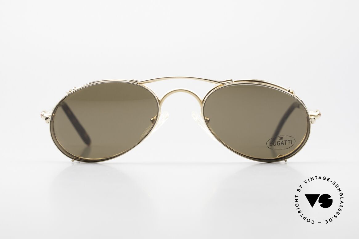 Bugatti 23407 Herrenbrille mit Sonnenclip, hoher Komfort und Passform durch Federgelenke, Passend für Herren
