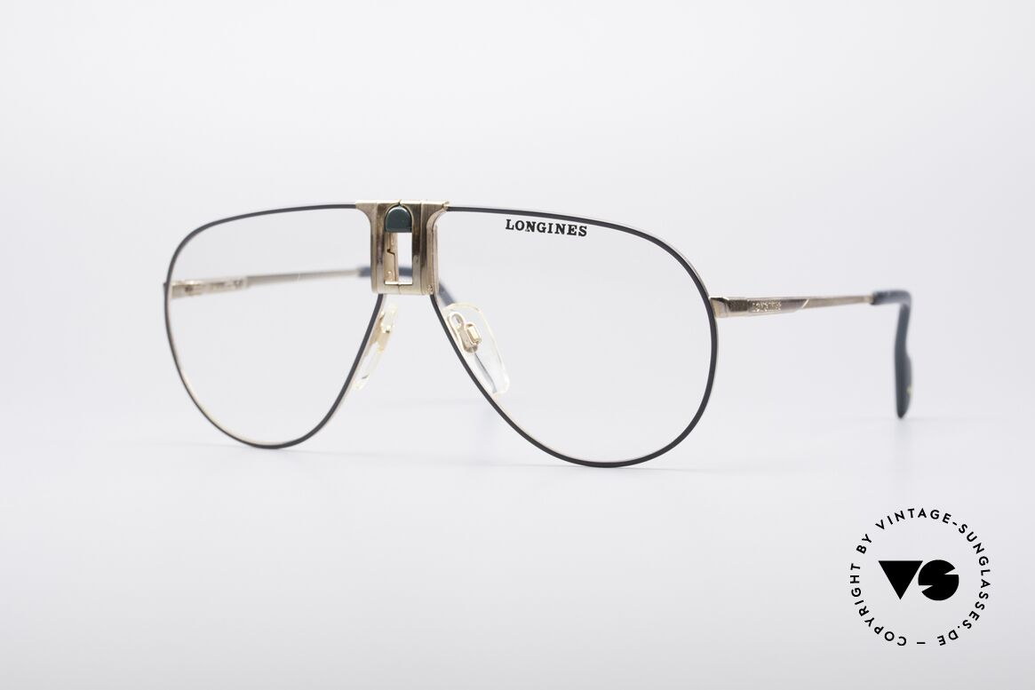 Longines 0154 Echte 80er Pilotenbrille, hochwertige vintage LONGINES "Aviator"-Fassung, Passend für Herren
