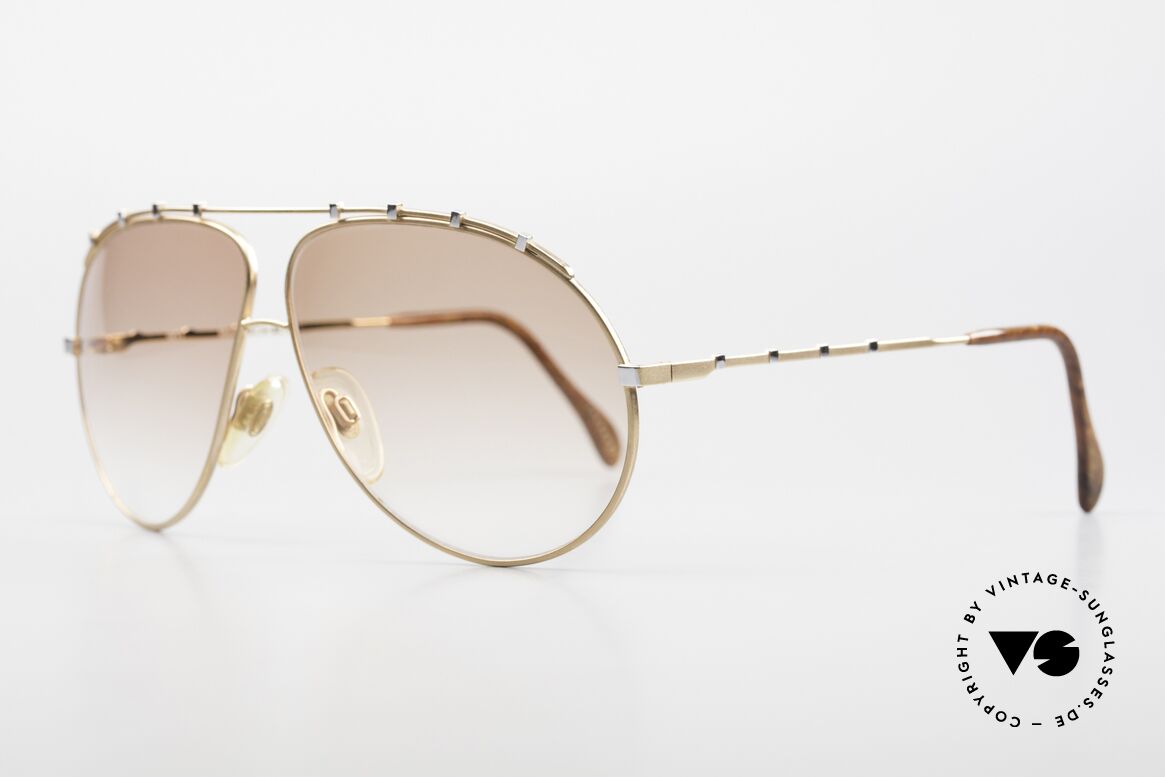 Zollitsch Marquise Seltene Vintage Brille 90er, sehr stilvolle goldene Fassung mit silbernen Nieten, Passend für Herren