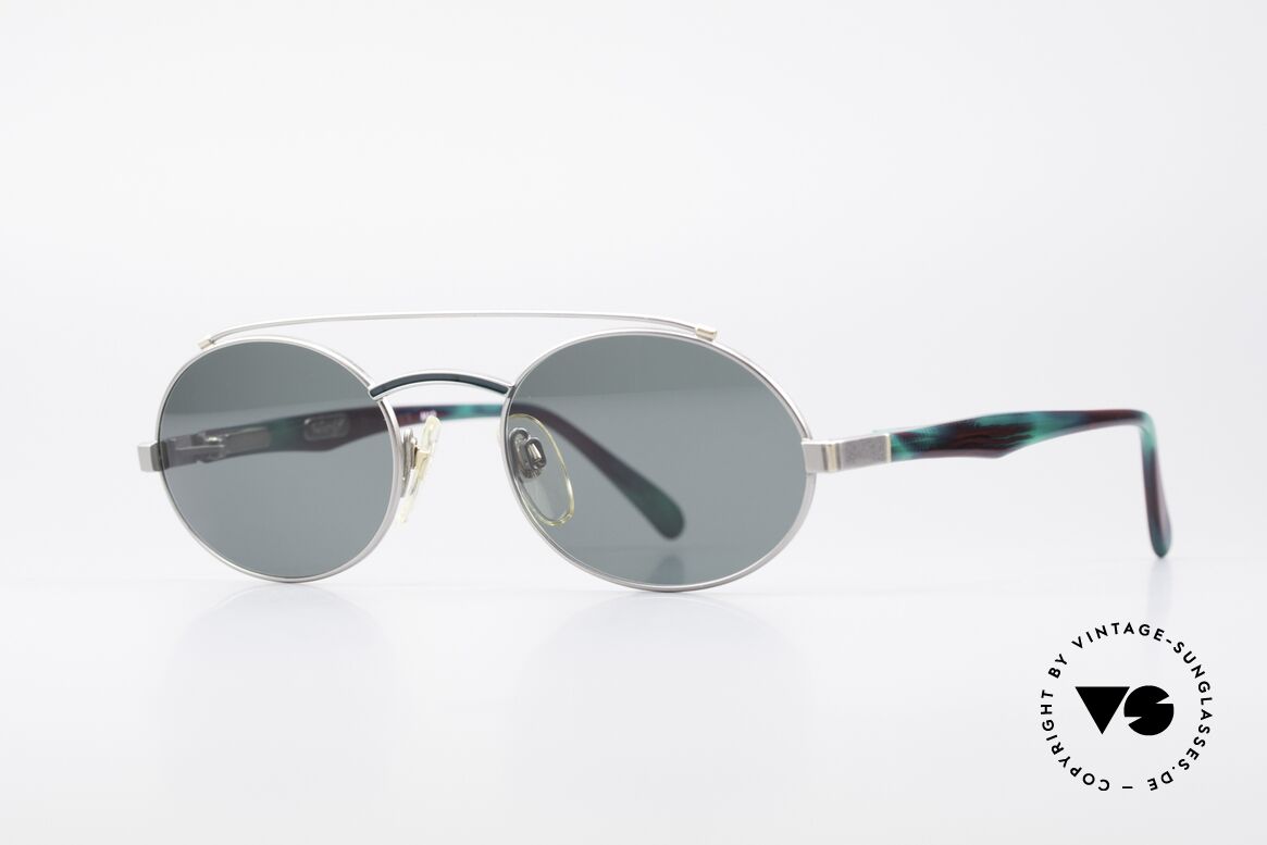 Davidoff 305 Ovale Vintage Herrenbrille, silberne Fassung: Brücke & Bügel in tannengrün/weinrot, Passend für Herren