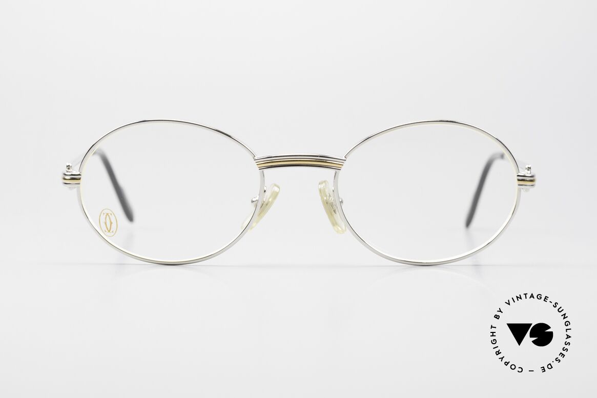 Cartier Saint Honore Ovale 90er Platin Luxusbrille, ovale vintage Cartier Designer-Brille von circa 1998, Passend für Herren und Damen