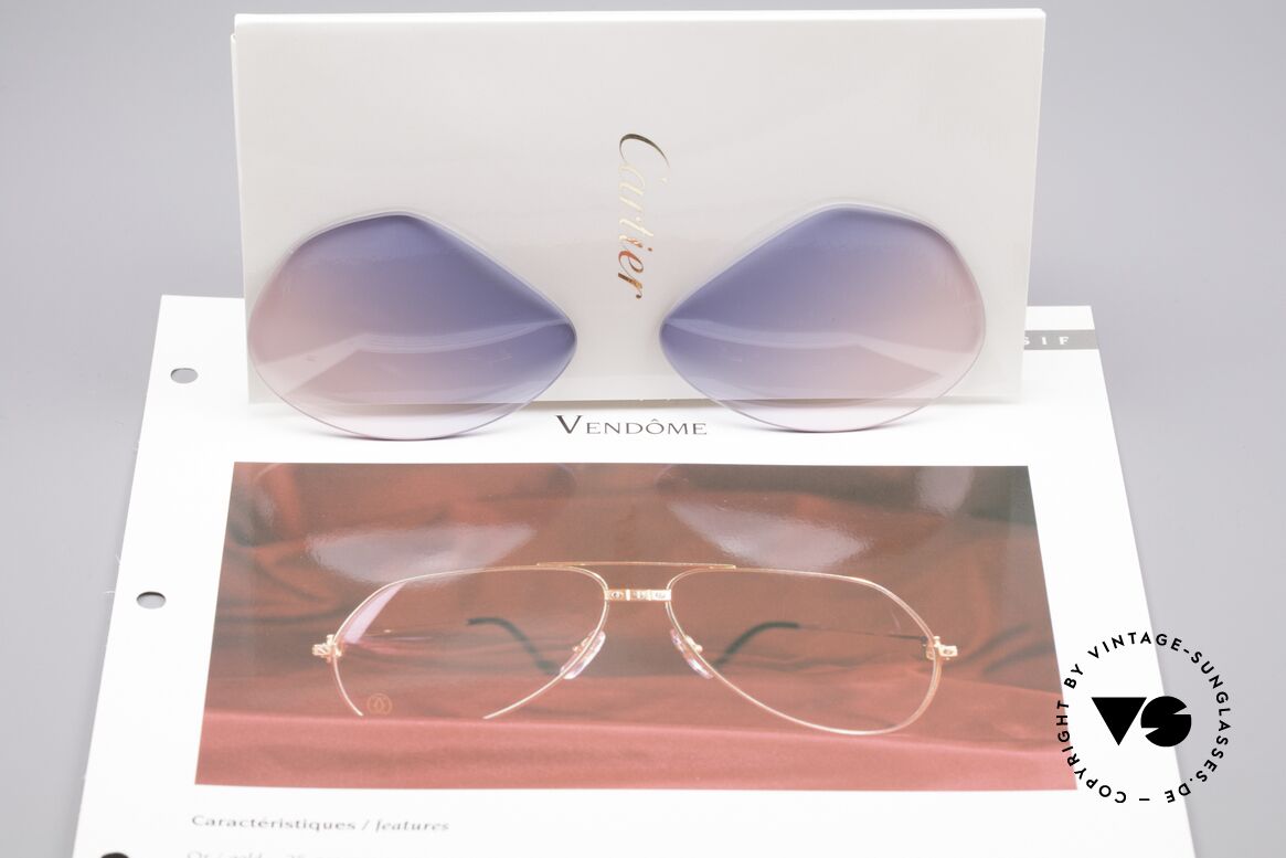 Cartier Vendome Lenses - L Gläser Blau Pink Verlauf, origineller Farbverlauf von (Baby)-Himmelblau zu Pink, Passend für Herren