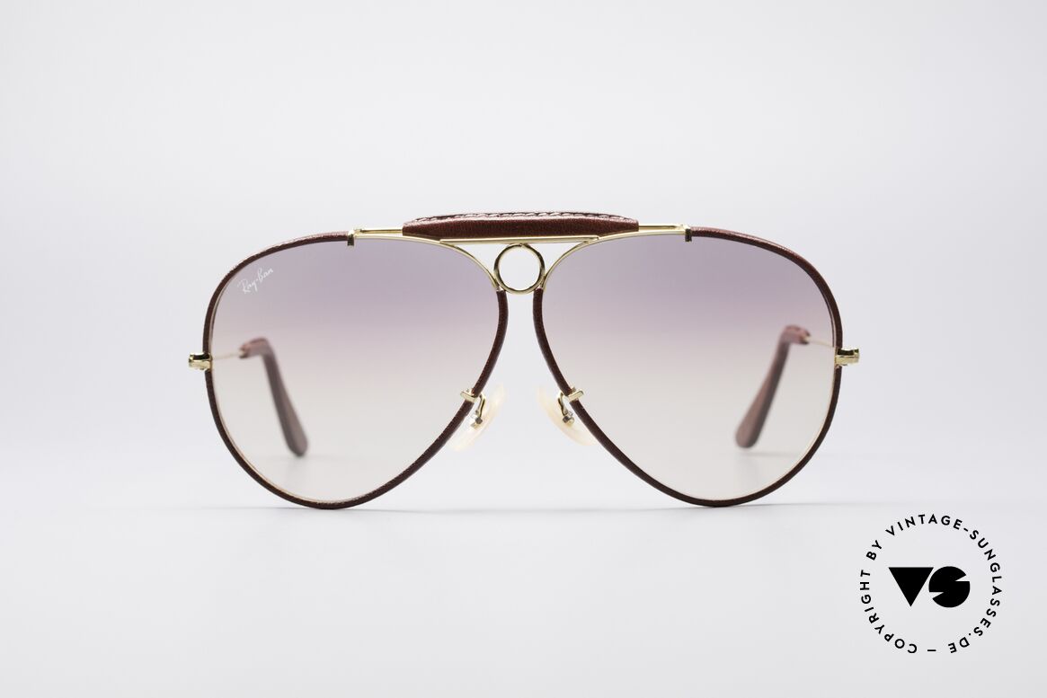 Ray Ban Shooter USA Leder Sonnenbrille, alte, vintage Ray-Ban Piloten-Sonnenbrille, Gr. 62mm, Passend für Herren