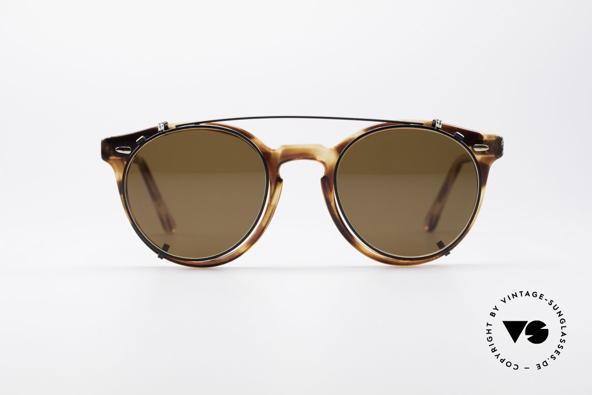 Carrera 5256 Clip Vintage Panto Brille, zeitlose Carrera Sunjet Designerbrille mit Sonnen-Clip, Passend für Herren und Damen