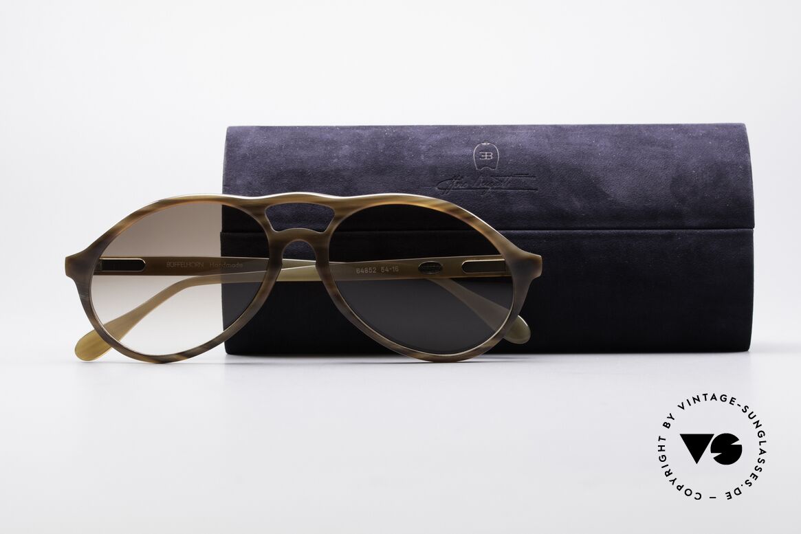 Bugatti 64852 Echt Büffelhorn Brille Vintage, Größe: large, Passend für Herren