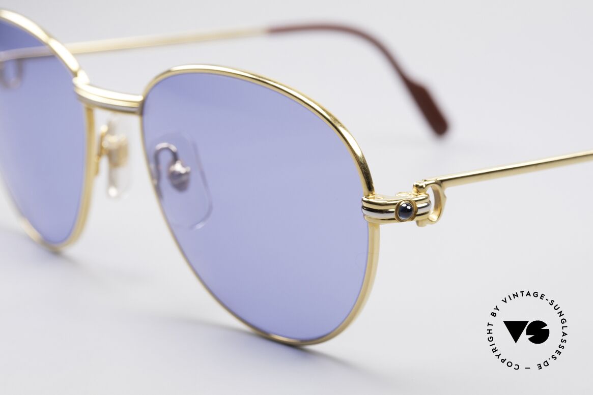 Cartier S Saphirs 0,94 ct Edelstein Sonnenbrille, passend dazu blaue Gläser (mit 100% UV Schutz), Passend für Damen