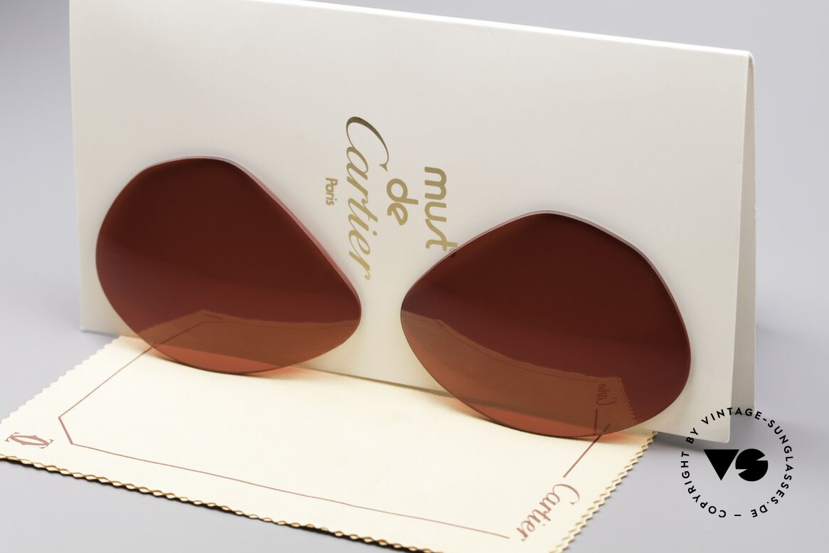 Cartier Vendome Lenses - L Sonnengläser 3D Rot, Ersatzgläser für Cartier Modell Vendome LARGE 62mm, Passend für Herren