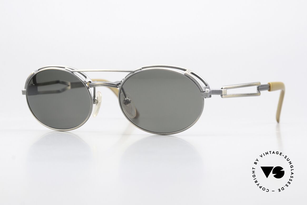 Jean Paul Gaultier 56-7107 Industrial Vintage Brille 90er, rare Designersonnenbrille mit vielen besonderen Details, Passend für Herren und Damen