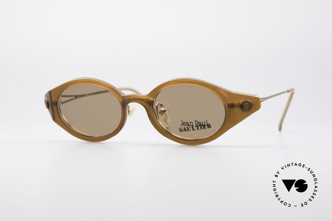 Jean Paul Gaultier 56-7202 Ovale Brille mit Sonnenclip, orig. vintage Jean Paul Gaultier Designersonnenbrille, Passend für Herren und Damen