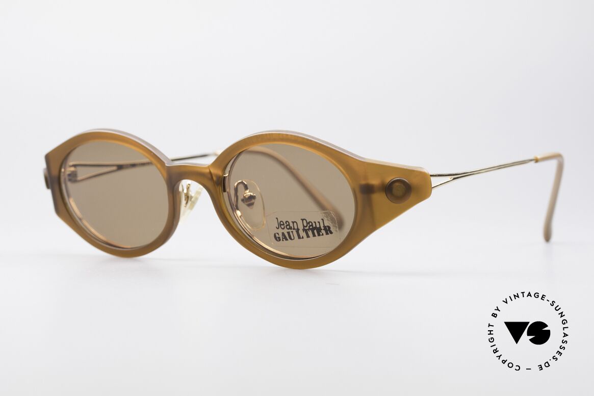 Jean Paul Gaultier 56-7202 Ovale Brille mit Sonnenclip, Top-Verarbeitung aus den frühen 90ern (made in Japan), Passend für Herren und Damen