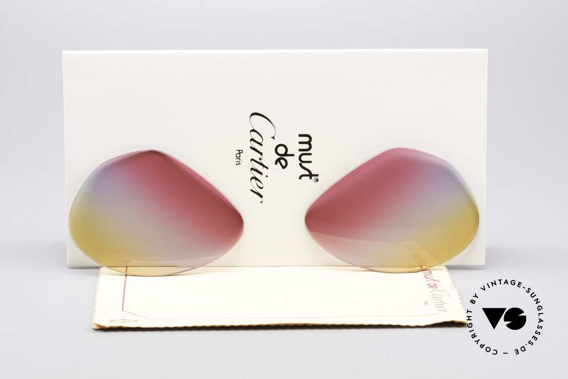 Cartier Vendome Lenses - L Tricolored Sunrise Gläser, Ersatzgläser für Cartier Modell Vendome LARGE 62mm, Passend für Herren und Damen