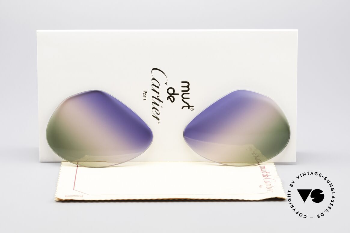 Cartier Vendome Lenses - L Tricolored Horizon Gläser, Ersatzgläser für Cartier Modell Vendome LARGE 62mm, Passend für Herren und Damen