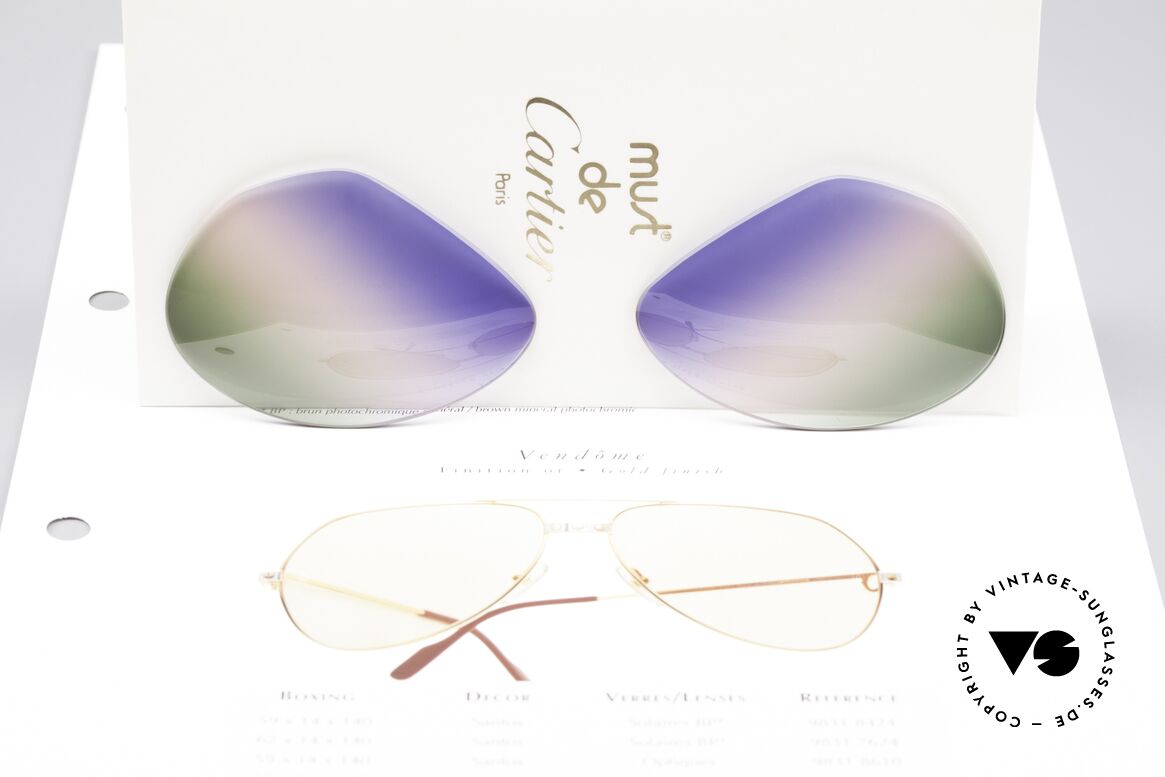 Cartier Vendome Lenses - L Tricolored Horizon Gläser, Dreifach-Farbverlauf wie ein morgendlicher Horizont, Passend für Herren und Damen